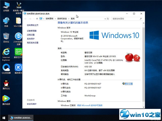 ѻ԰ Win10 x641809רҵ棩v2019.05