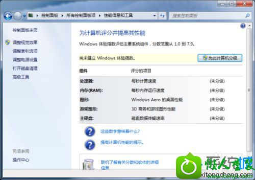 进入“评分界面” win10系统检测评分时点击“为此计算机分级”无效的解决方法
